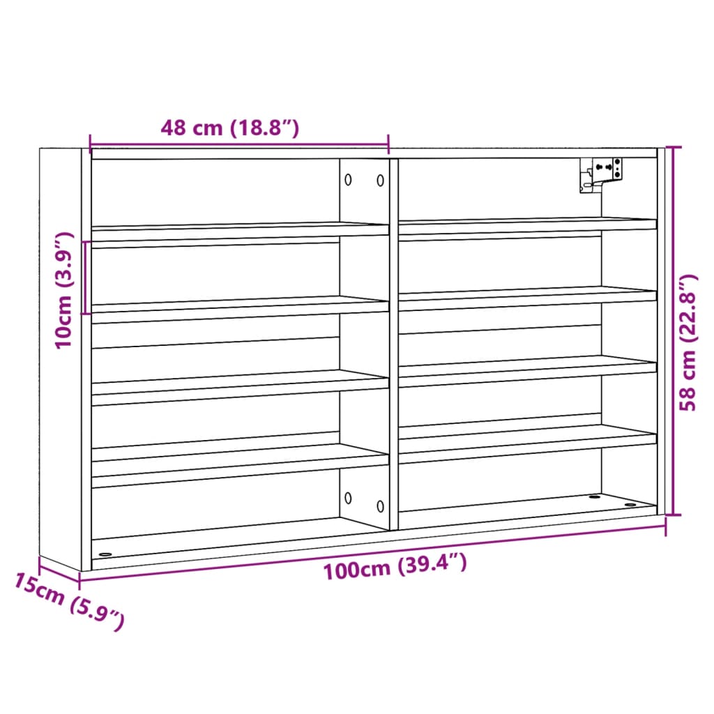 vidaXL Vitrina de madera de ingeniería negra 100x15x58 cm