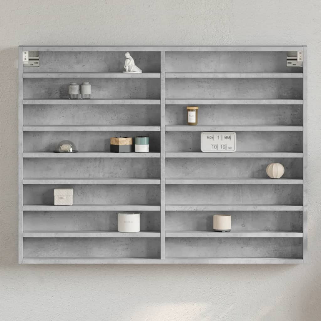 vidaXL Vitrina de madera de ingeniería gris hormigón 100x8,5x75 cm