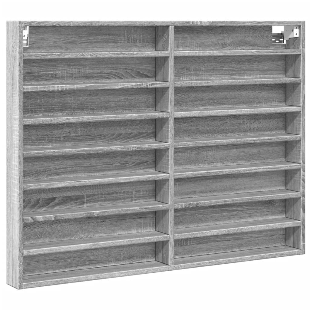 vidaXL Vitrina de madera de ingeniería gris Sonoma 100x8,5x75 cm