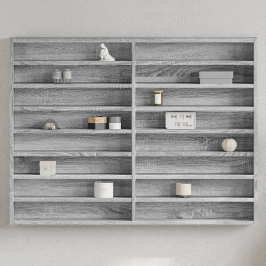 vidaXL Vitrina de madera de ingeniería gris Sonoma 100x8,5x75 cm