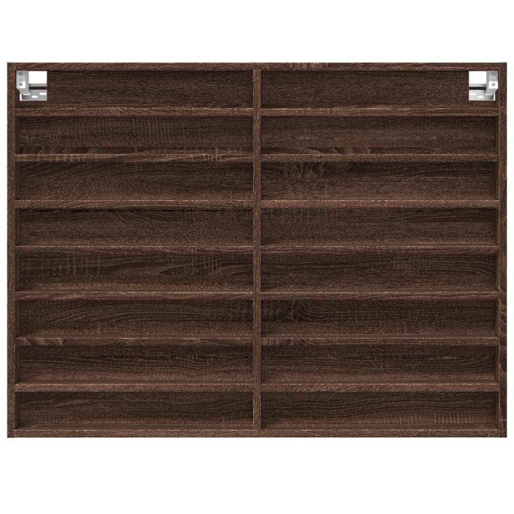 vidaXL Vitrina de madera de ingeniería marrón roble 100x8,5x75 cm