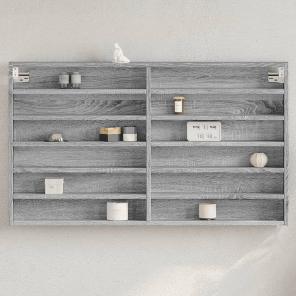 vidaXL Vitrina de madera de ingeniería gris Sonoma 100x8,5x58 cm