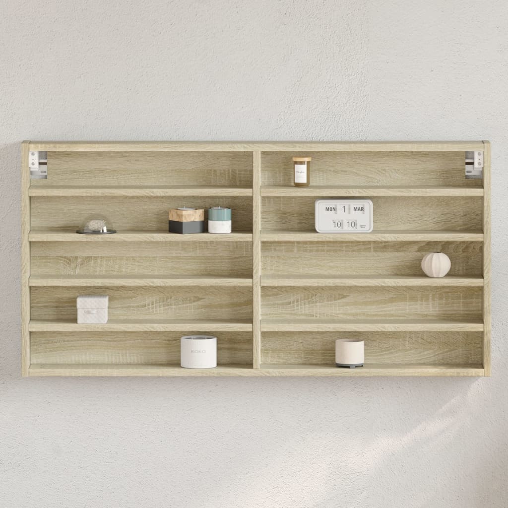 vidaXL Vitrina de madera de ingeniería roble Sonoma 100x8,5x50 cm