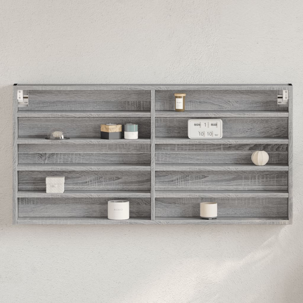 vidaXL Vitrina de madera de ingeniería gris Sonoma 100x8,5x50 cm