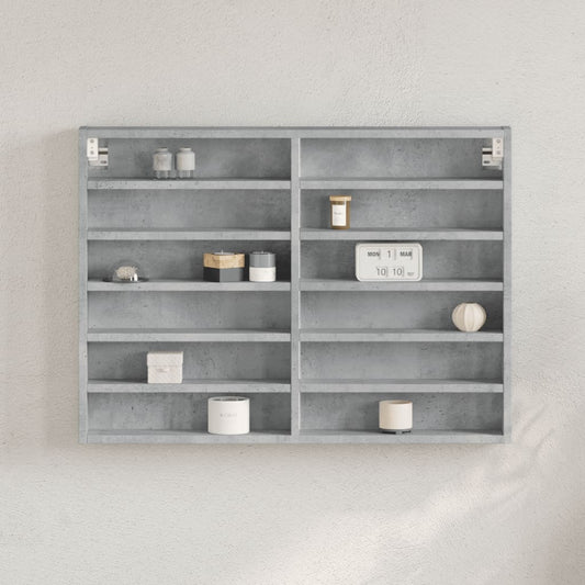 vidaXL Vitrina de madera de ingeniería gris hormigón 80x8,5x58 cm