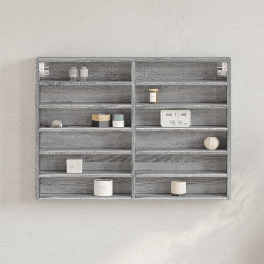 vidaXL Vitrina de madera de ingeniería gris Sonoma 80x8,5x58 cm