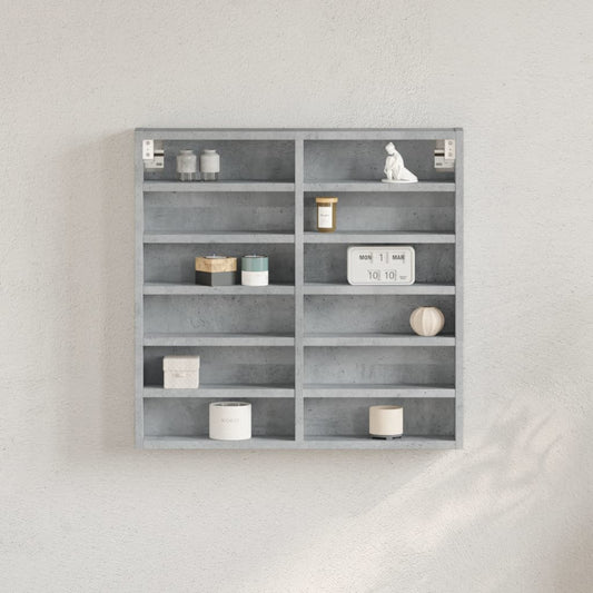 vidaXL Vitrina de madera de ingeniería gris hormigón 60x8,5x58 cm