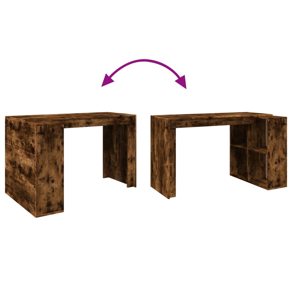 vidaXL Escritorio madera de ingeniería roble ahumado 123,5x73,5x75 cm