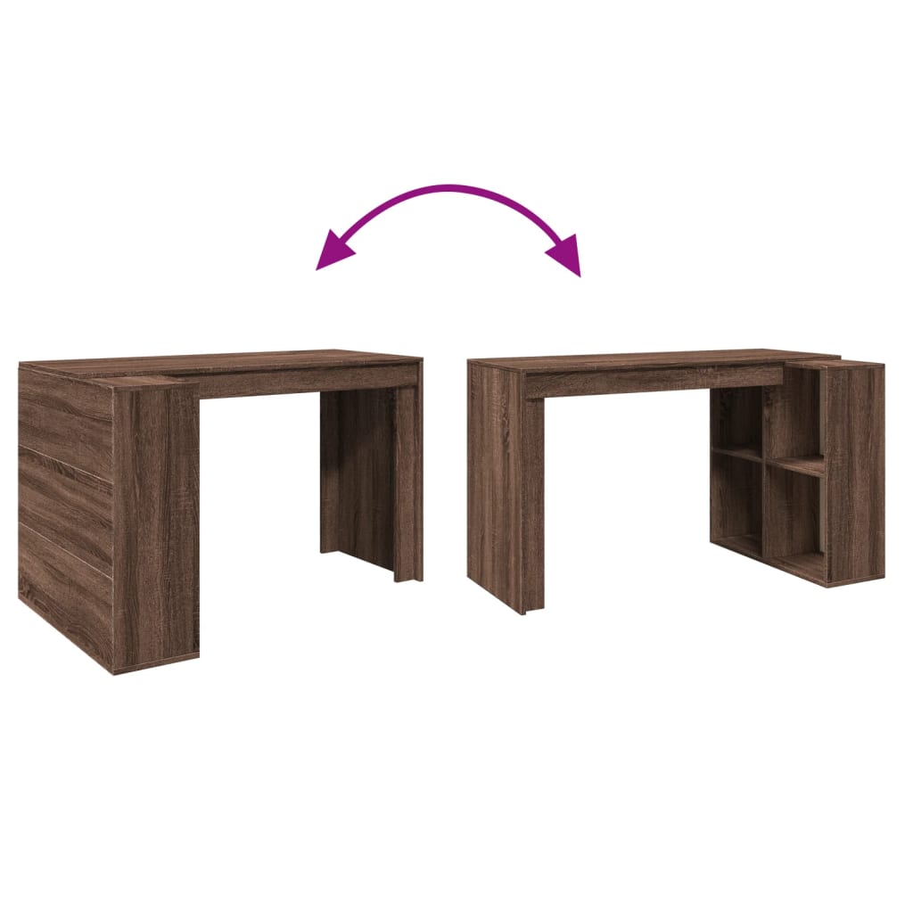 vidaXL Escritorio madera de ingeniería marrón roble 123,5x73,5x75 cm