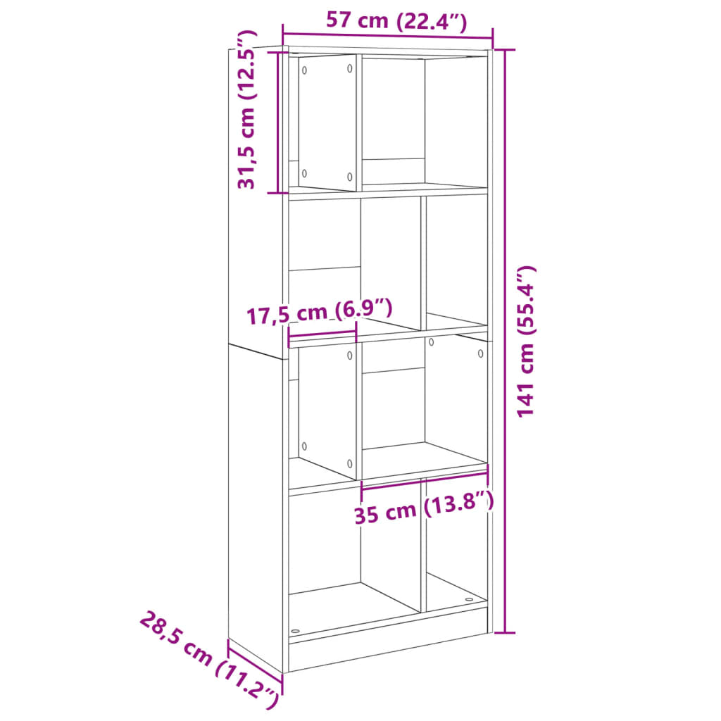 vidaXL Estantería de madera de ingeniería blanca 57x28,5x141 cm