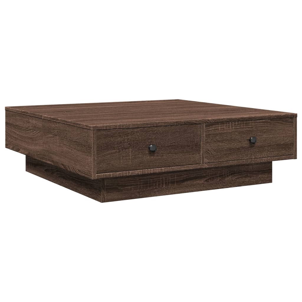 vidaXL Mesa de centro de madera de ingeniería marrón roble 90x90x28 cm