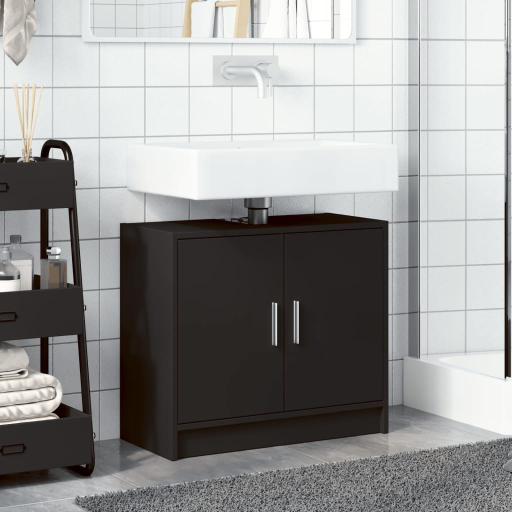 vidaXL Armario para lavabo madera de ingeniería negro 63x29x55 cm