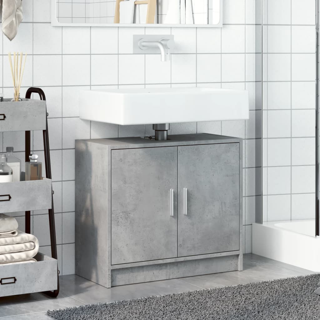 vidaXL Armario de lavabo madera ingeniería gris hormigón 63x29x55 cm