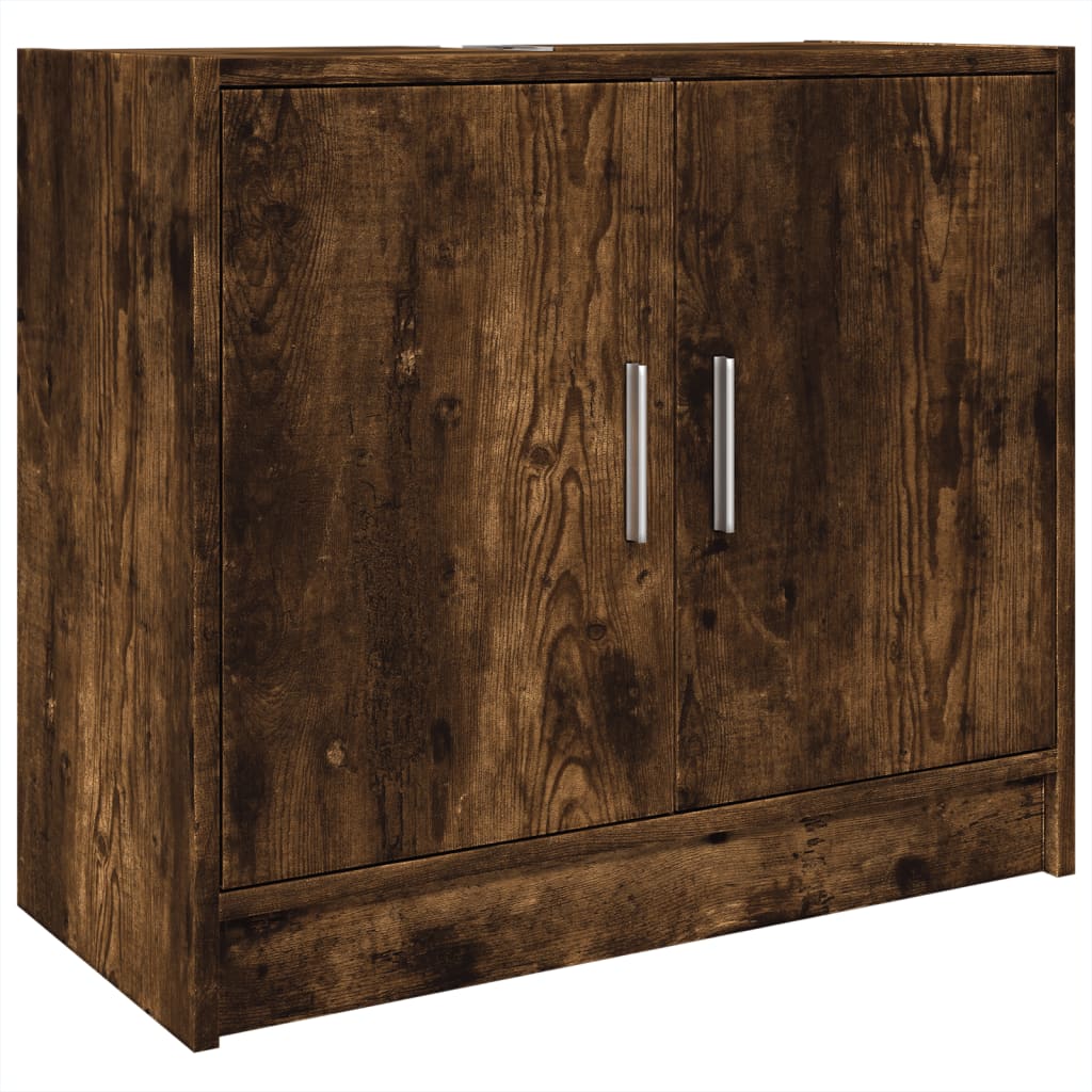 vidaXL Armario de lavabo madera ingeniería roble ahumado 63x29x55 cm