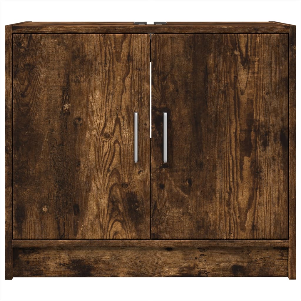 vidaXL Armario de lavabo madera ingeniería roble ahumado 63x29x55 cm