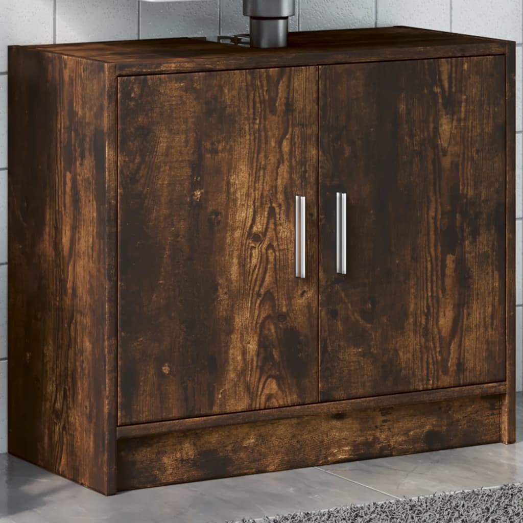 vidaXL Armario de lavabo madera ingeniería roble ahumado 63x29x55 cm