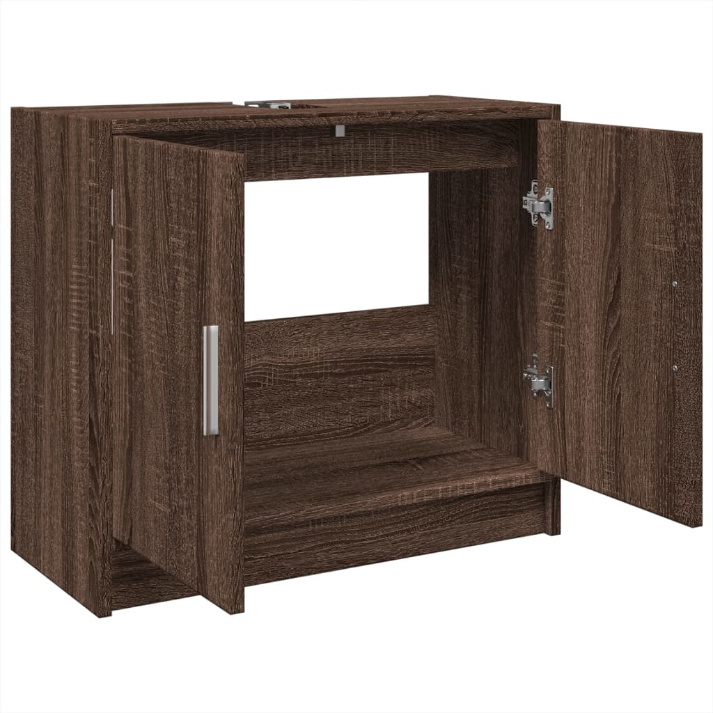 vidaXL Armario de lavabo madera ingeniería marrón roble 63x29x55 cm