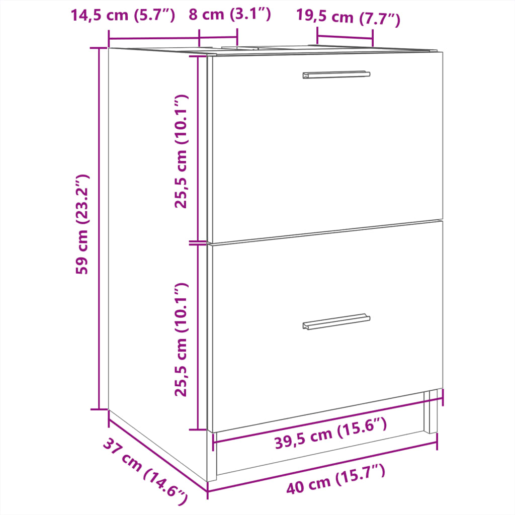 vidaXL Armario de lavabo madera de ingeniería blanco 40x37x59 cm