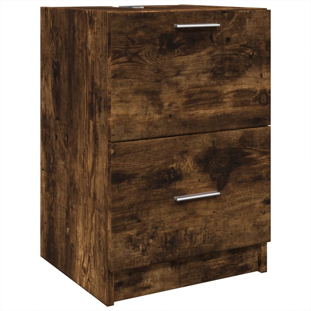 vidaXL Armario de lavabo madera ingeniería roble ahumado 40x37x59 cm