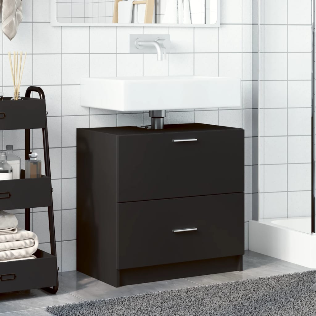 vidaXL Armario de lavabo madera de ingeniería negro 59x37x59 cm