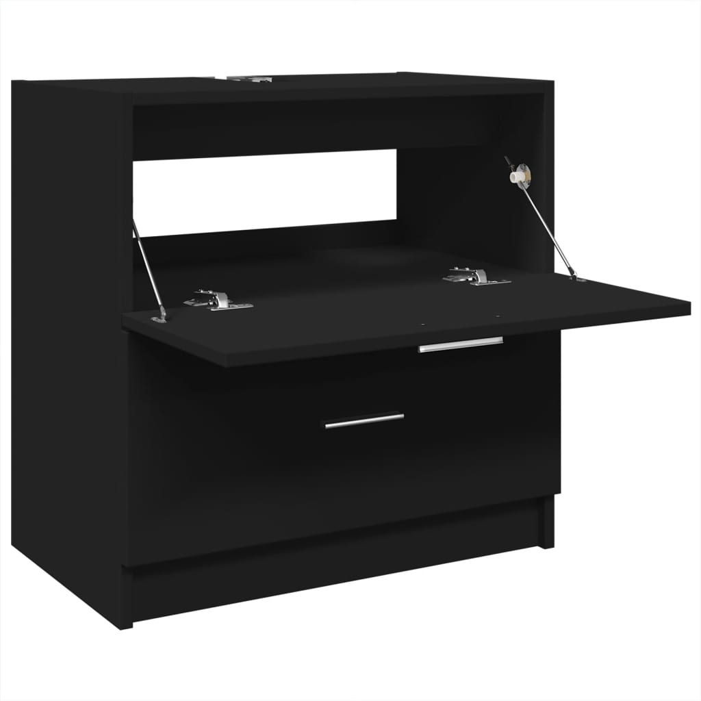 vidaXL Armario de lavabo madera de ingeniería negro 59x37x59 cm