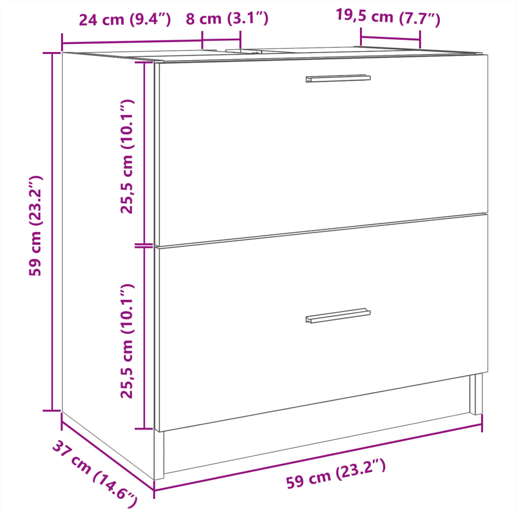 vidaXL Armario de lavabo madera de ingeniería negro 59x37x59 cm