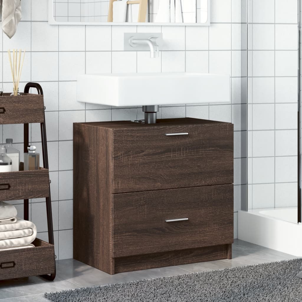 vidaXL Armario de lavabo madera de ingeniería marrón roble 59x37x59 cm