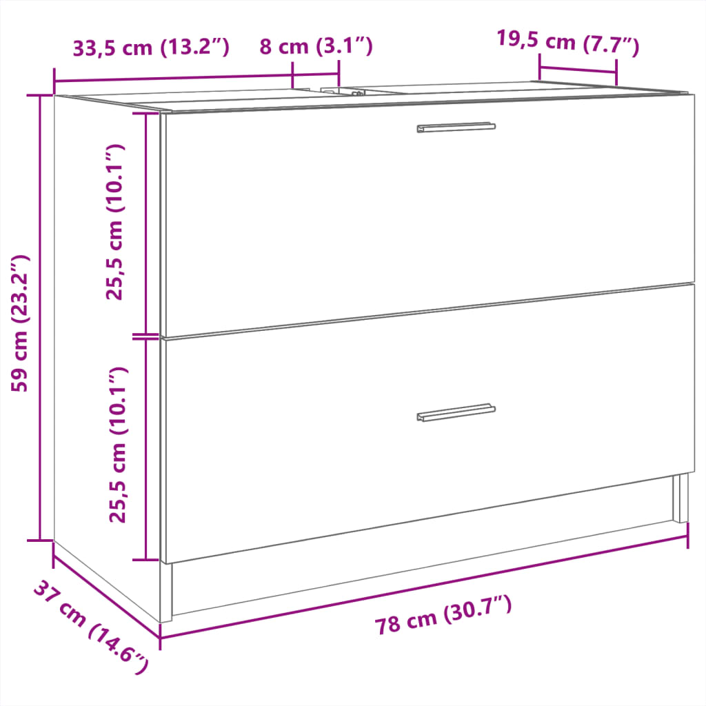 vidaXL Armario de lavabo madera de ingeniería blanco 78x37x59 cm