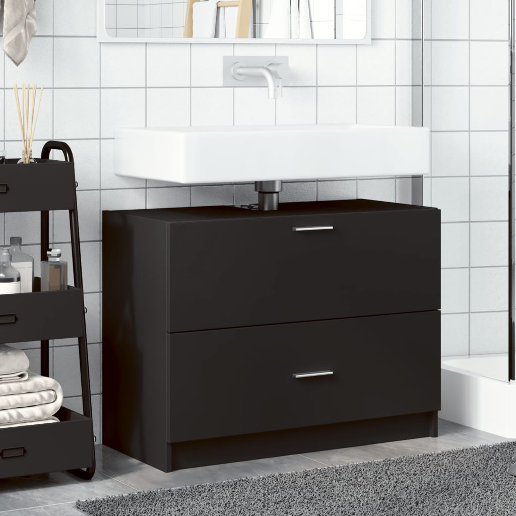 vidaXL Armario de lavabo madera de ingeniería negro 78x37x59 cm