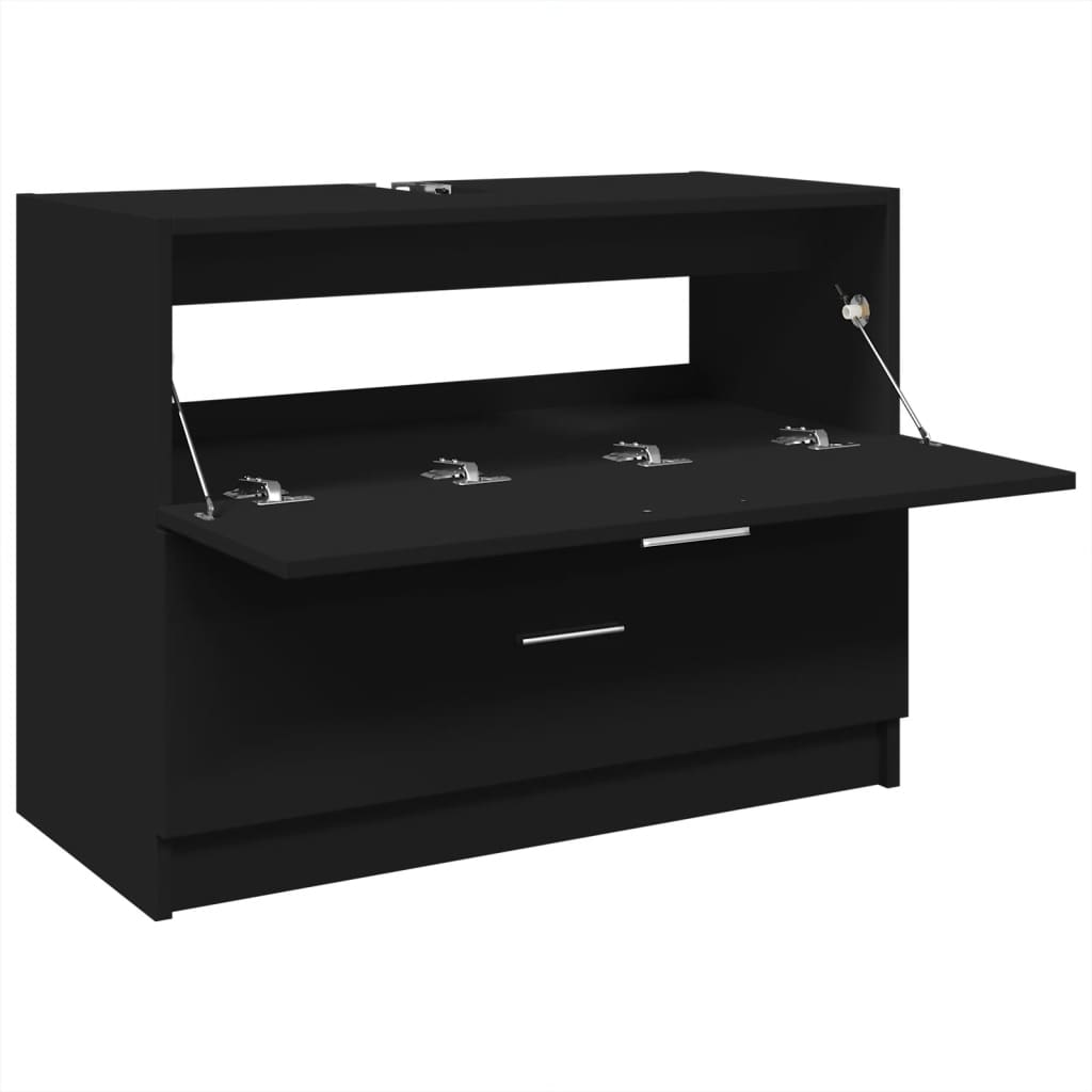 vidaXL Armario de lavabo madera de ingeniería negro 78x37x59 cm