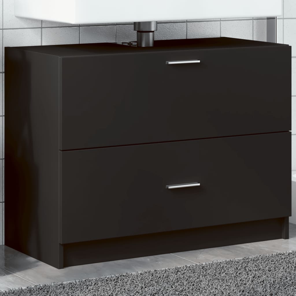 vidaXL Armario de lavabo madera de ingeniería negro 78x37x59 cm