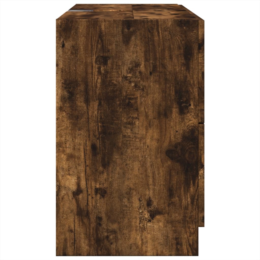 vidaXL Armario de lavabo madera ingeniería roble ahumado 78x37x59 cm