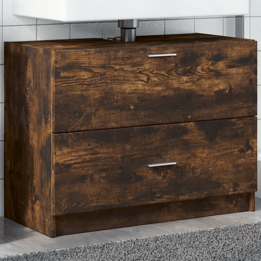 vidaXL Armario de lavabo madera ingeniería roble ahumado 78x37x59 cm