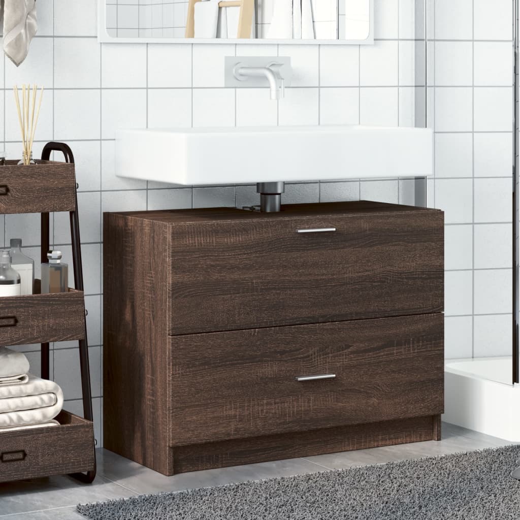 vidaXL Armario de lavabo madera de ingeniería marrón roble 78x37x59 cm