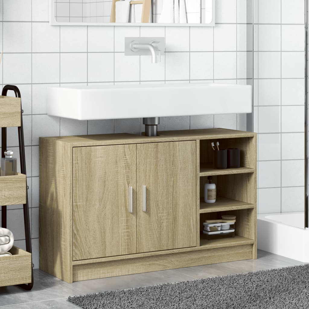 vidaXL Armario de lavabo madera de ingeniería roble Sonoma 90x29x55 cm