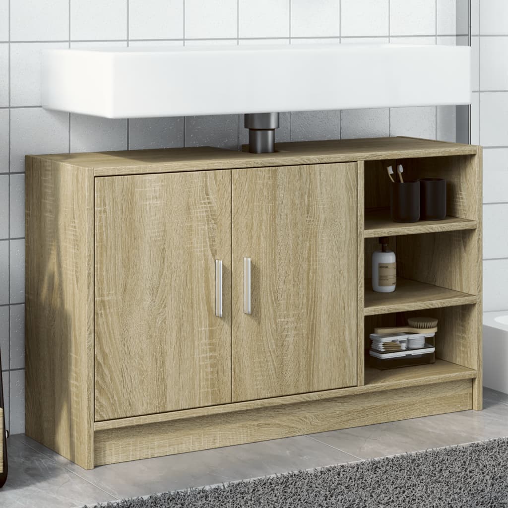 vidaXL Armario de lavabo madera de ingeniería roble Sonoma 90x29x55 cm