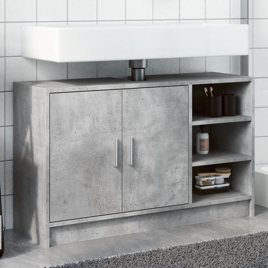 vidaXL Armario de lavabo madera ingeniería gris hormigón 90x29x55 cm