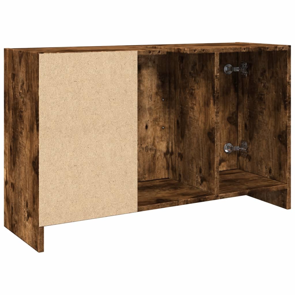 vidaXL Armario de lavabo madera ingeniería roble ahumado 90x29x55 cm