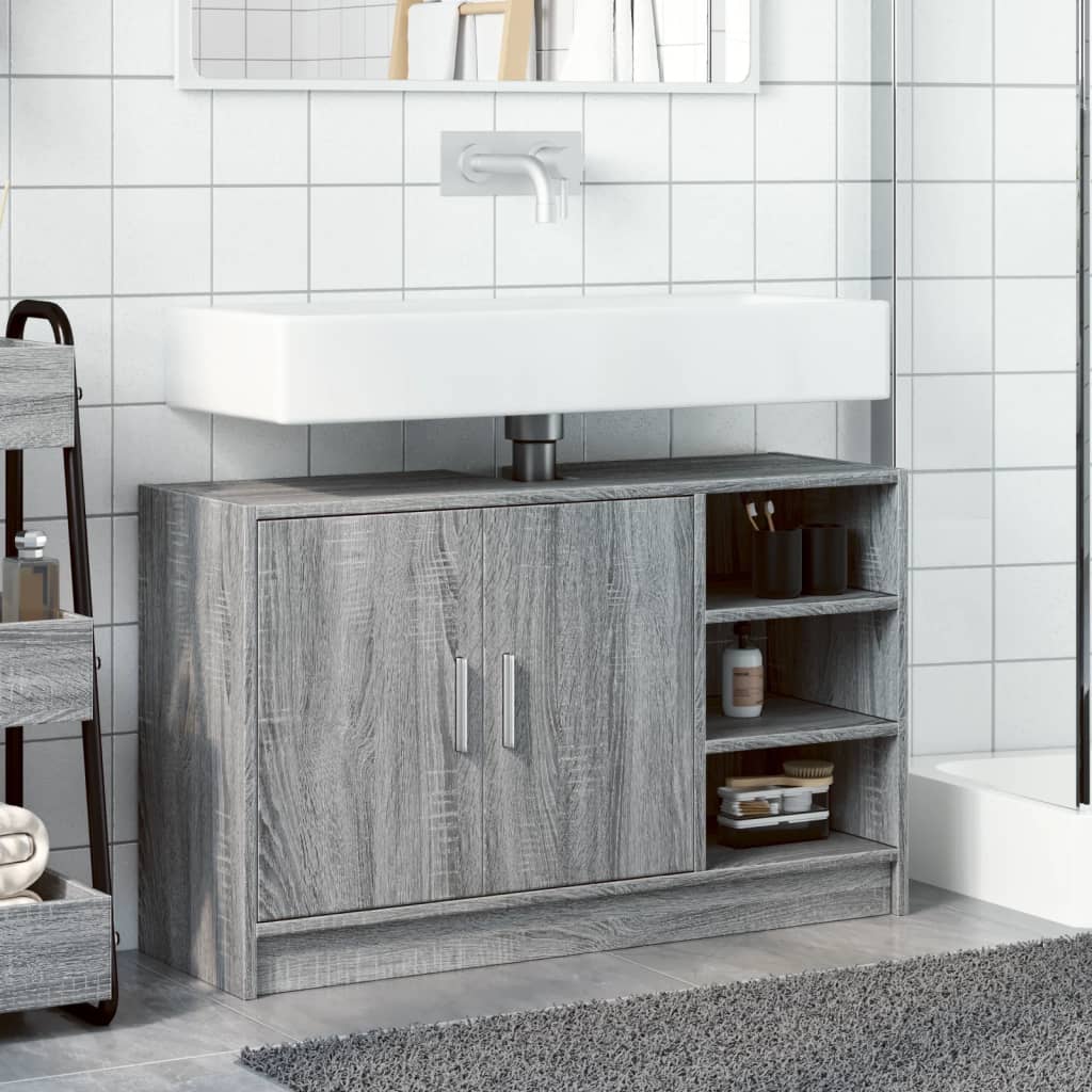 vidaXL Armario de lavabo madera de ingeniería gris Sonoma 90x29x55 cm