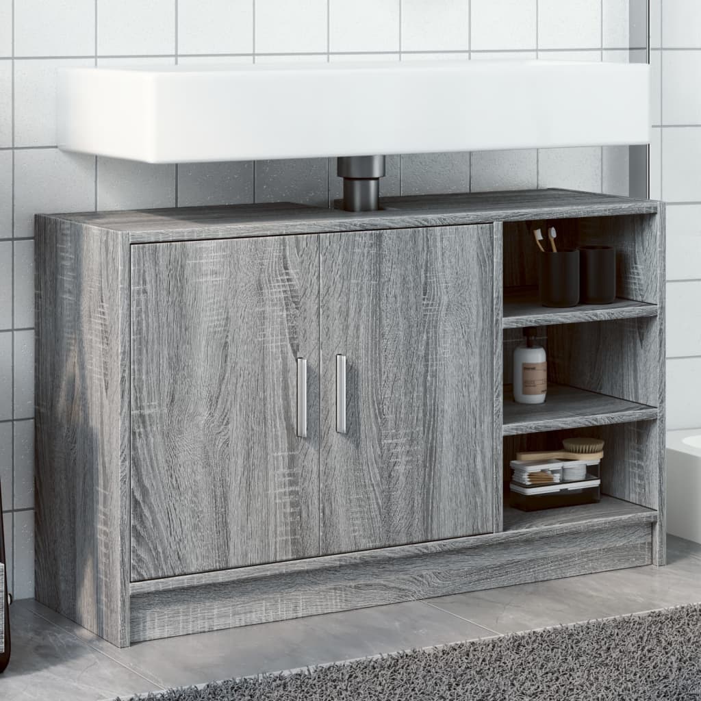 vidaXL Armario de lavabo madera de ingeniería gris Sonoma 90x29x55 cm