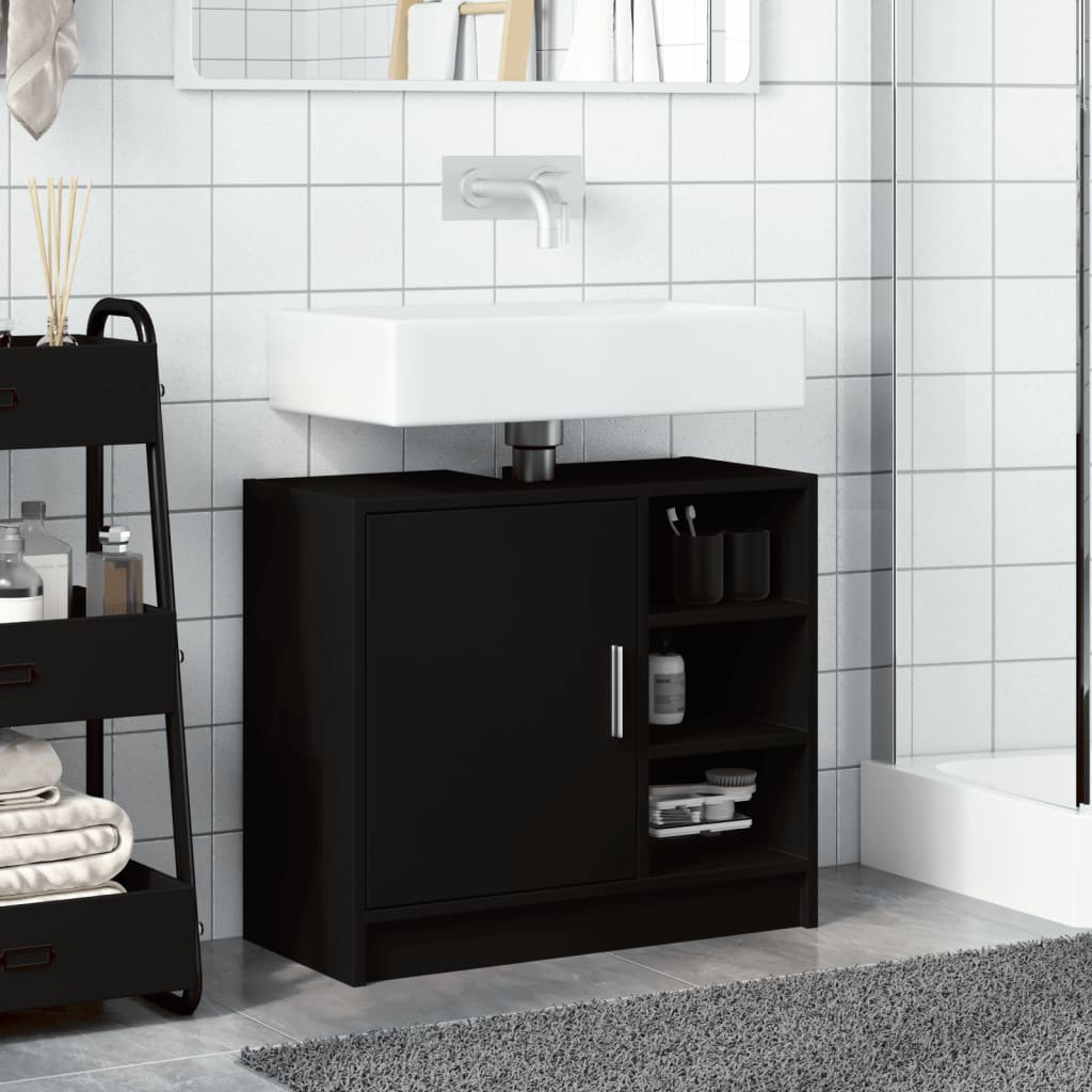 vidaXL Armario para lavabo madera de ingeniería negro 63x29x55 cm