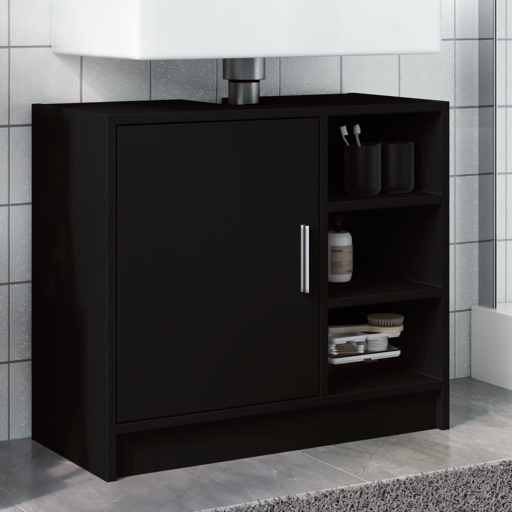 vidaXL Armario para lavabo madera de ingeniería negro 63x29x55 cm