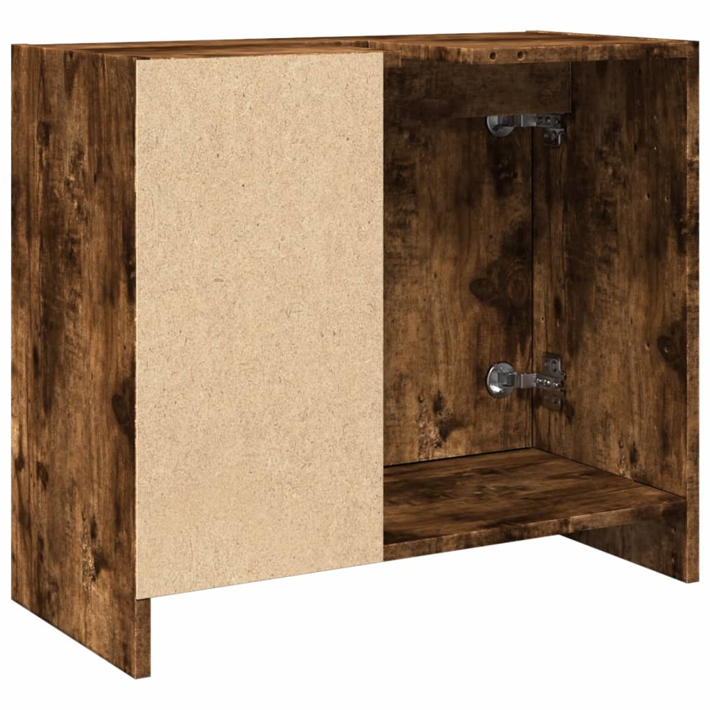 vidaXL Armario de lavabo madera ingeniería roble ahumado 63x29x55 cm