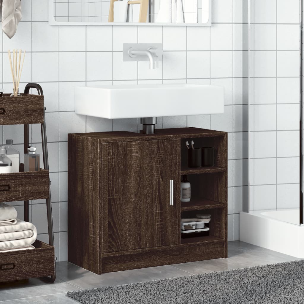 vidaXL Armario de lavabo madera ingeniería marrón roble 63x29x55 cm