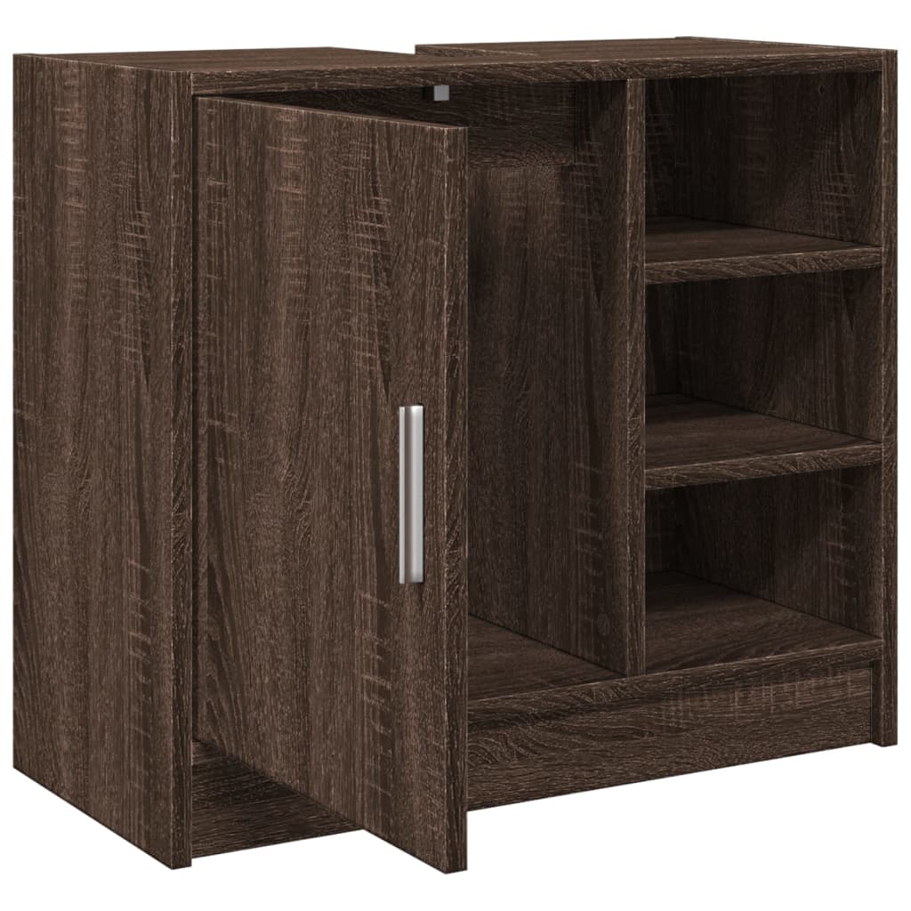 vidaXL Armario de lavabo madera ingeniería marrón roble 63x29x55 cm