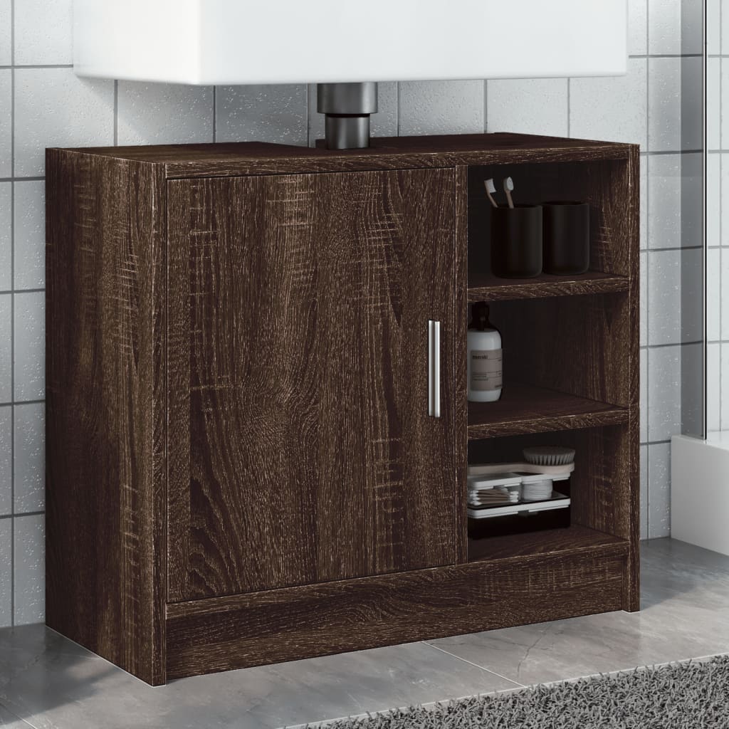 vidaXL Armario de lavabo madera ingeniería marrón roble 63x29x55 cm