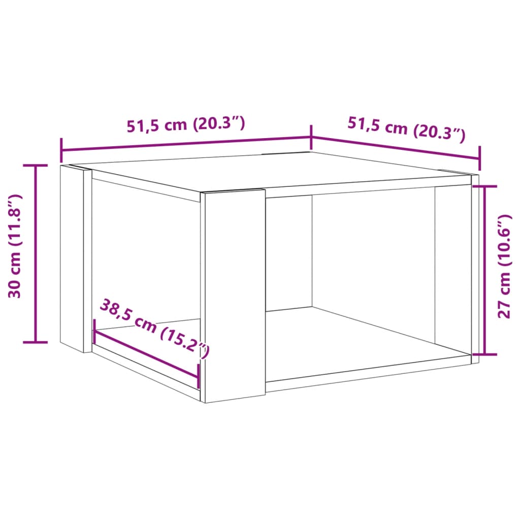 vidaXL Mesa de centro madera de ingeniería blanca 51,5x51,5x30 cm