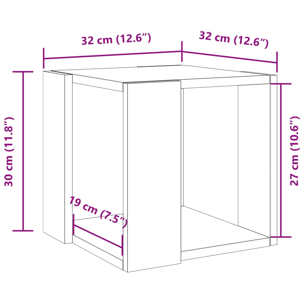 vidaXL Mesa de centro madera de ingeniería roble ahumado 32x32x30 cm