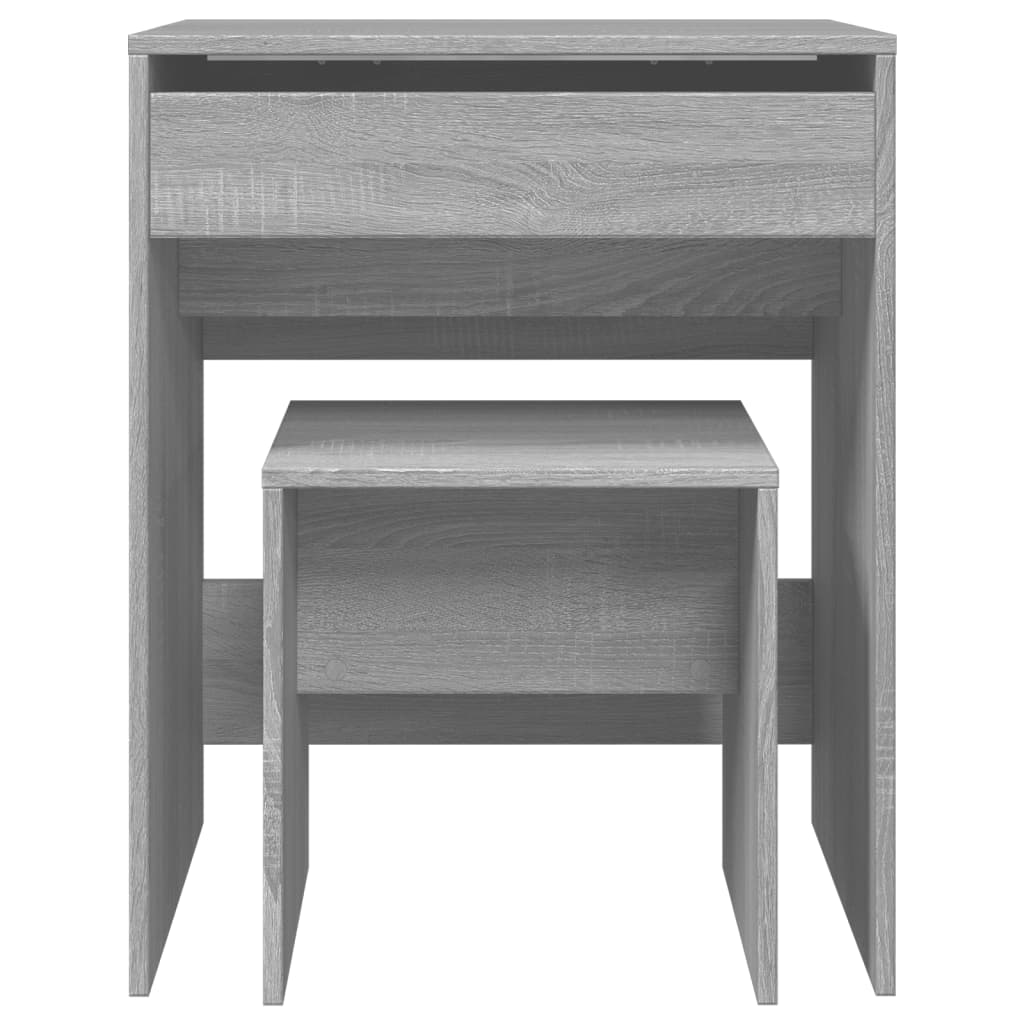 vidaXL Tocador con taburete gris Sonoma 60x40x113,5 cm