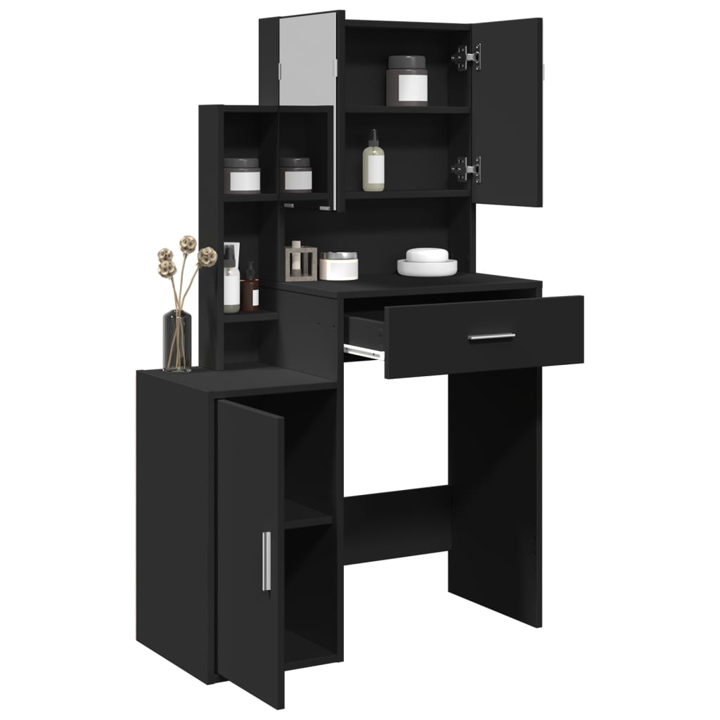 vidaXL Tocador con mueble negro 80x35x132 cm